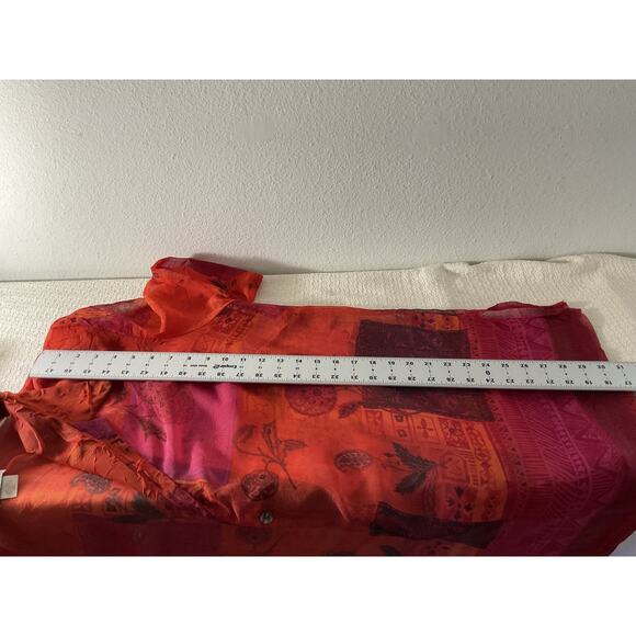 K Woman's 2-Piece 20W Red Dress Set Vintage Sheer Overlay Blouse Made in USA - Picture 7 of 16